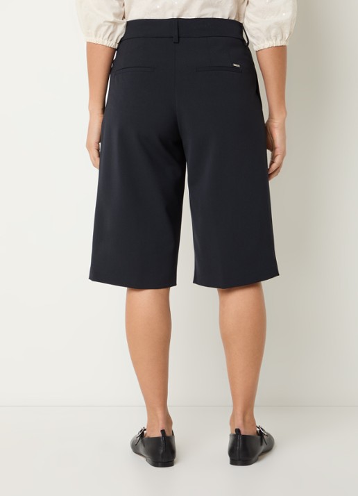 BRAX Milla high waist straight fit korte broek in wolblend - achterkant donkerblauw
