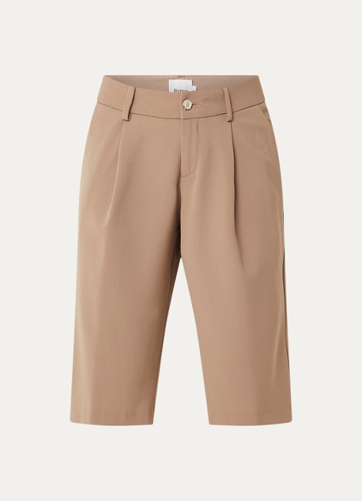 BRAX Milla high waist straight fit korte broek in wolblend - voorkant 2 zand
