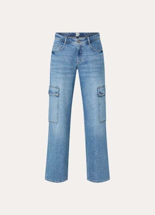 BRAX Morgan high waist wide leg jeans met klepzakken - voorkant indigo