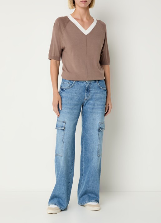 BRAX Morgan high waist wide leg jeans met klepzakken - voorkant 2 indigo