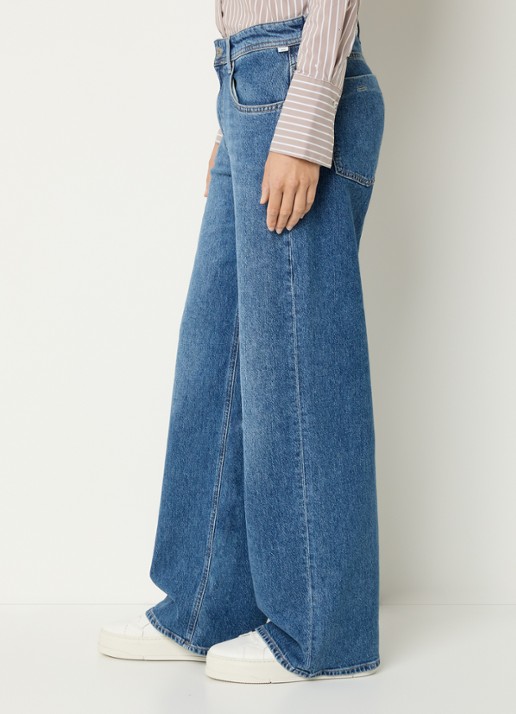 BRAX Morgan high waist wide leg jeans  met medium wassing - detail 5 indigo