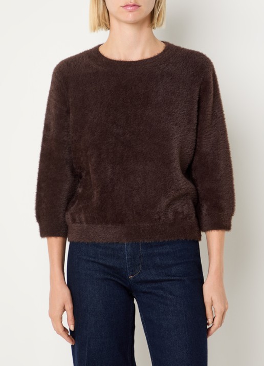 BRAX Noemi fijngebreide pullover - detail bruin