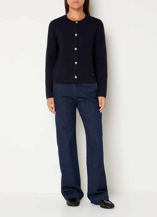 BRAX Pam mid waist loose fit jeans met donkere wassing - voorkant 2 donkerblauw