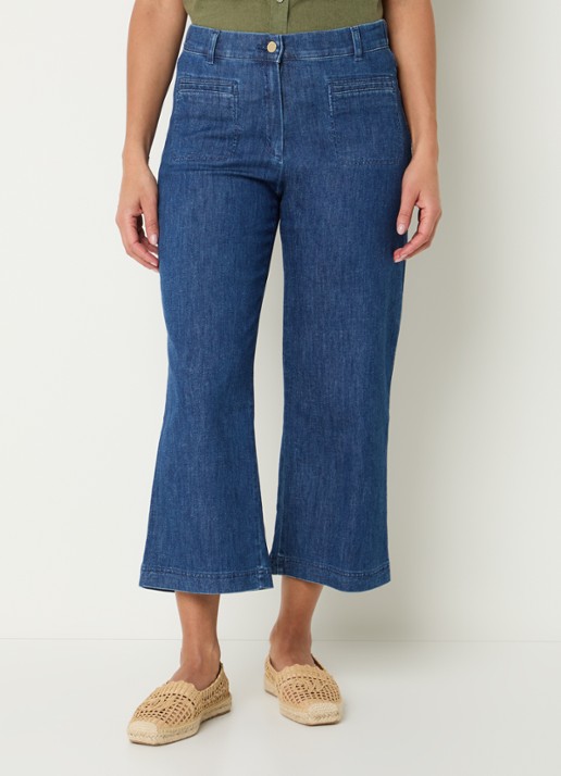 BRAX Peggy mid waist straight fit cropped broek van chambray