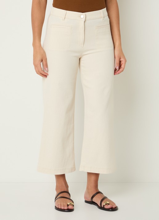 BRAX Peggy mid waist straight fit cropped broek van chambray