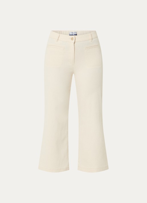BRAX Peggy mid waist straight fit cropped broek van chambray - voorkant creme