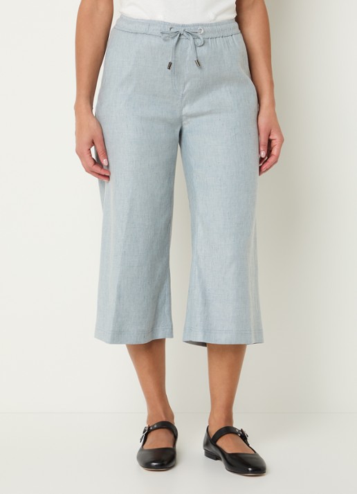 BRAX Philippa mid waist wide fit cropped broek in linnenblend