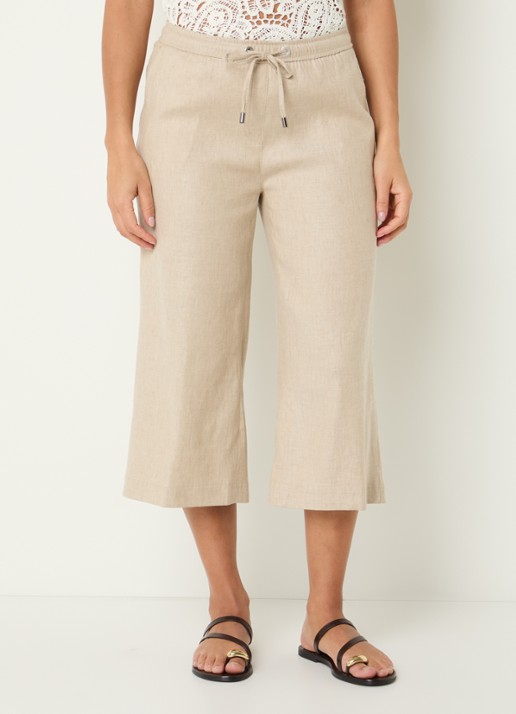 BRAX Philippa mid waist wide fit cropped broek in linnenblend