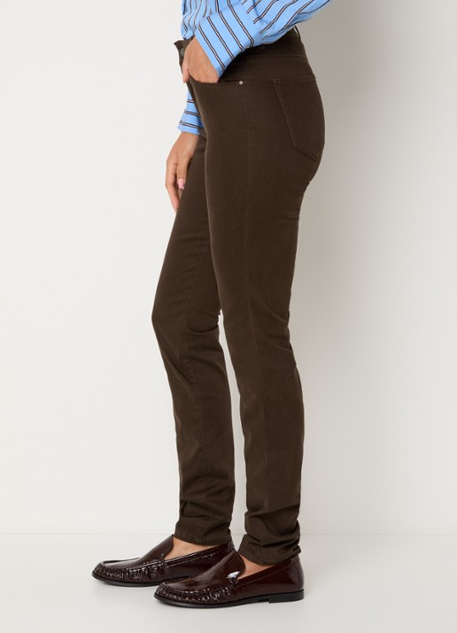 BRAX Shakira high waist slim fit pantalon  - detail 4 donkerbruin