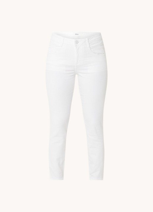 BRAX Shakira mid waist slim fit jeans met lichte wassing - voorkant 2 wit