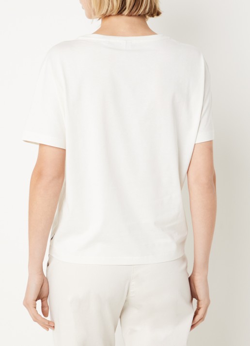 BRAX T-shirt met borduring - achterkant gebroken wit