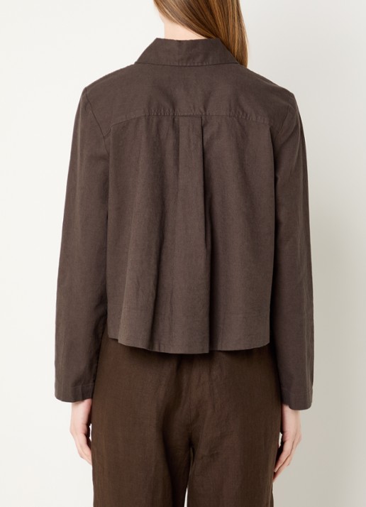 BRAX Vega blouse in linnenblend met opgestikte zakken - achterkant bronsgroen