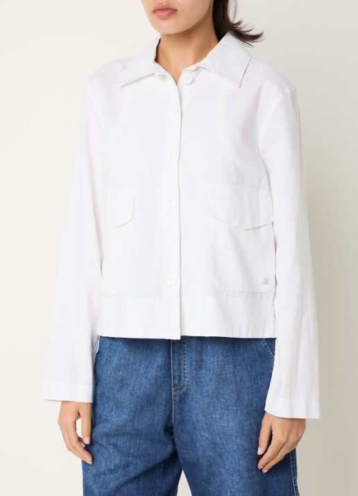 BRAX Vega blouse in linnenblend met opgestikte zakken
