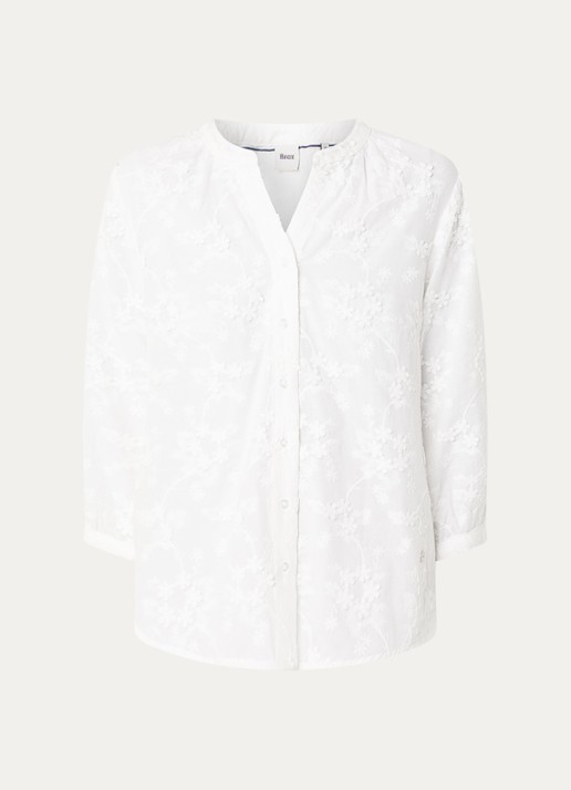 BRAX Velia blouse met bloemborduring - voorkant wit