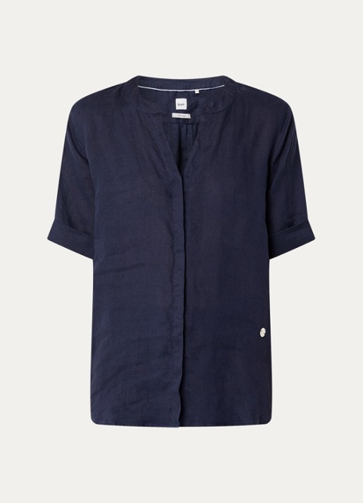 BRAX Veri blouse met V-hals - voorkant 2 donkerblauw
