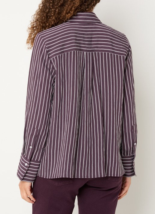 BRAX Vica blouse met streepdessin - achterkant 3 aubergine
