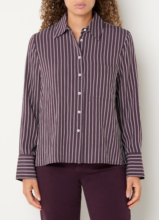 BRAX Vica blouse met streepdessin - detail 4 aubergine