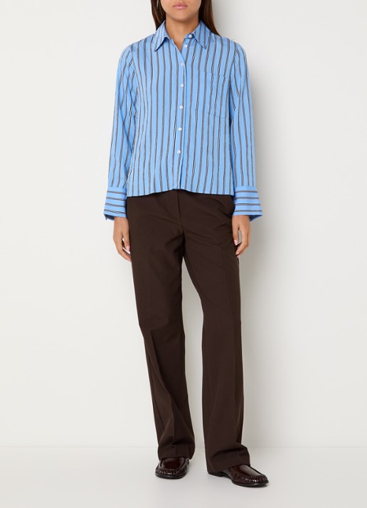 BRAX Vica blouse met streepdessin - voorkant 2 lichtblauw