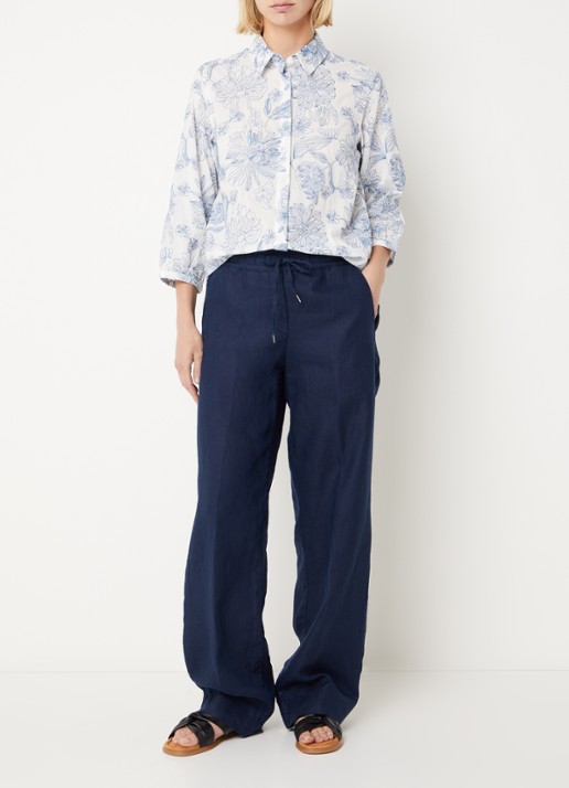 BRAX Vicki blouse met bloemborduring - voorkant 4 blauw