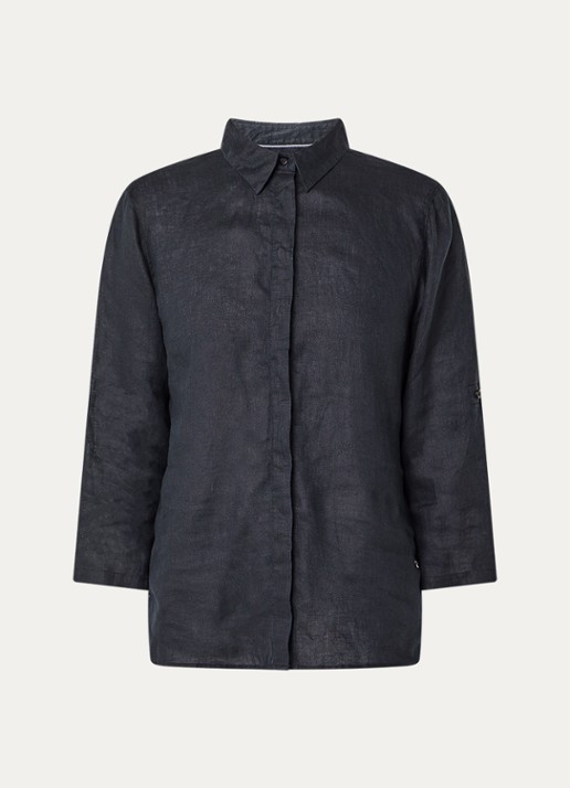 BRAX Vicki blouse van linnen - voorkant 2 zwart
