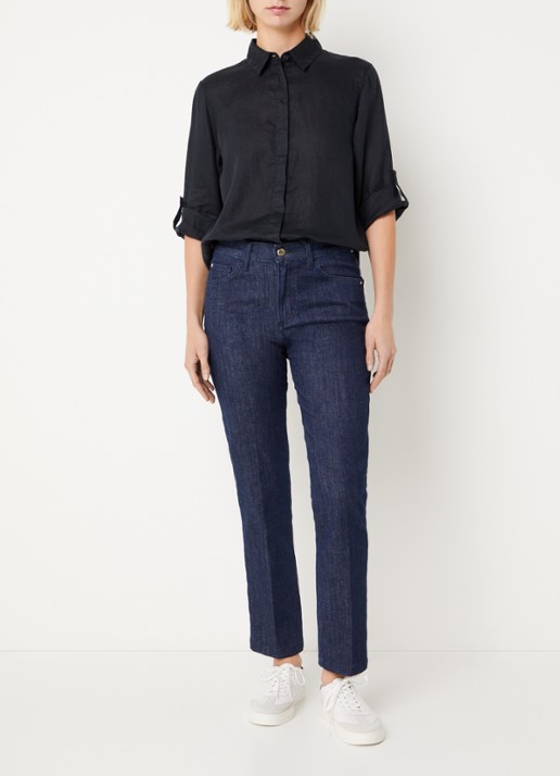 BRAX Vicki blouse van linnen - voorkant 3 zwart