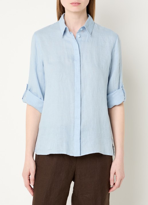 BRAX Vicki blouse van linnen - detail blauwgrijs