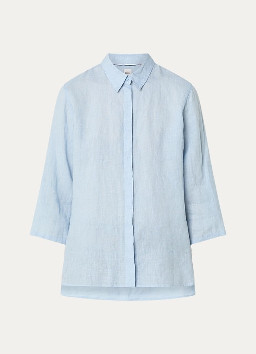 BRAX Vicki blouse van linnen - voorkant 3 blauwgrijs