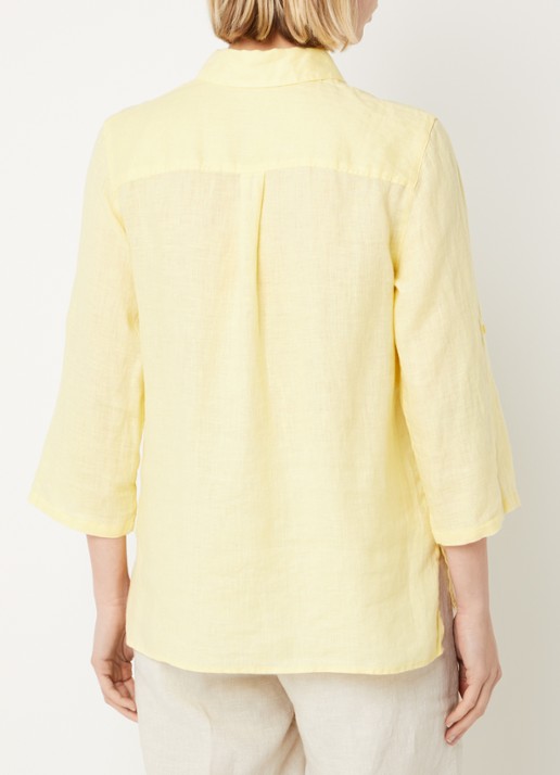 BRAX Vicki blouse van linnen - achterkant 2 lichtgeel
