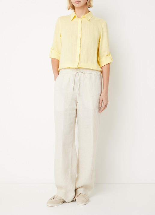BRAX Vicki blouse van linnen - voorkant 4 lichtgeel