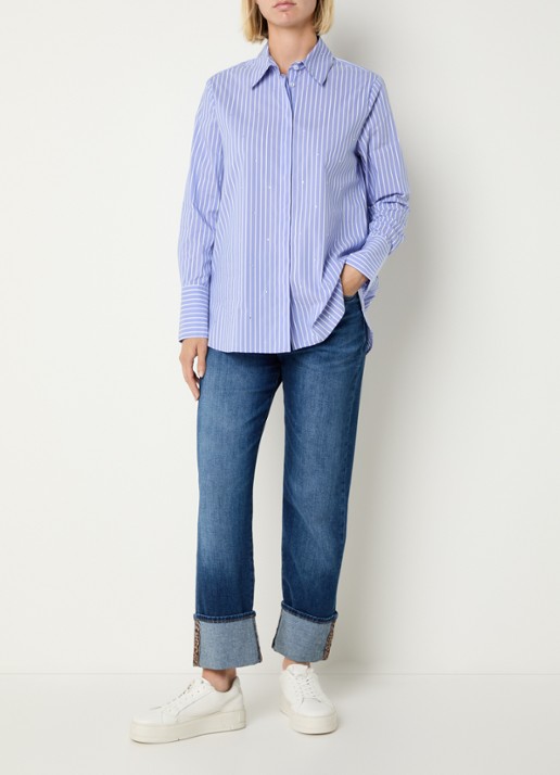 BRAX Viki blouse met streepprint en strass - voorkant 4 paars