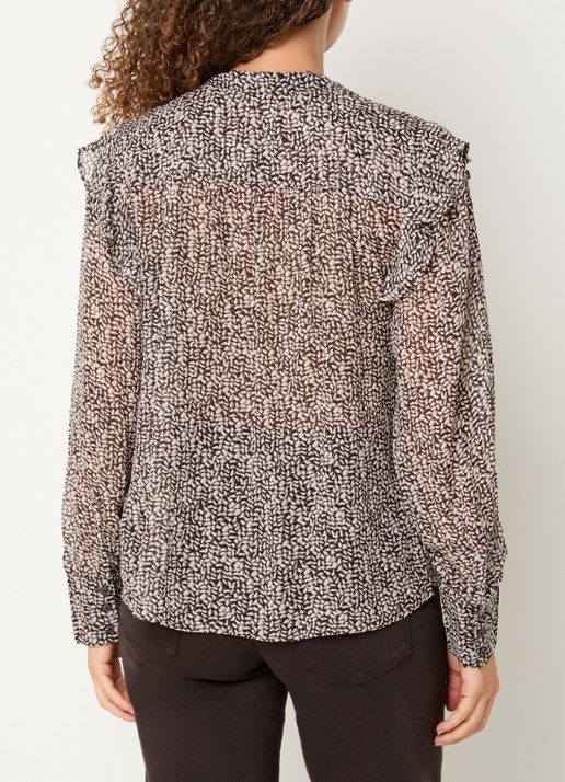 BRAX Violet blouse met print - achterkant 3 bruin