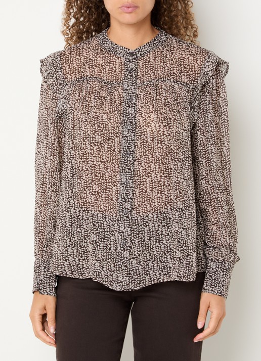 BRAX Violet blouse met print - detail 4 bruin