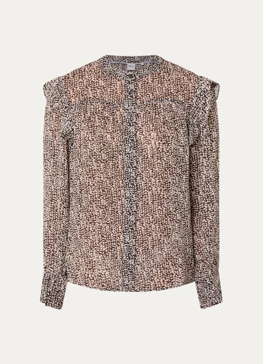 BRAX Violet blouse met print - voorkant bruin
