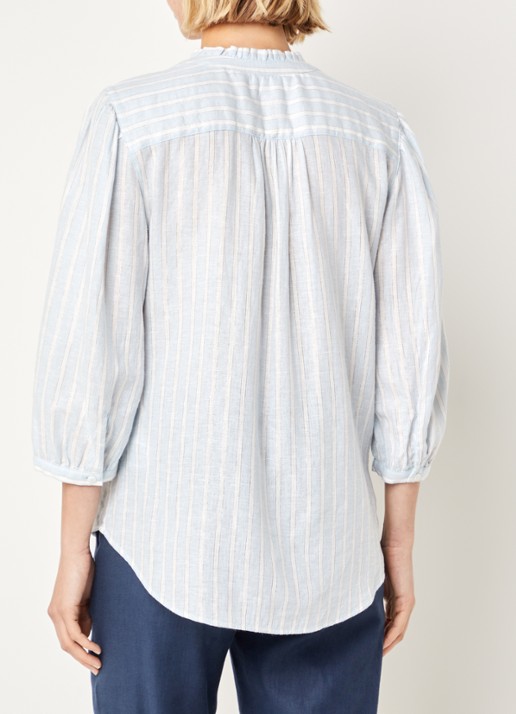 BRAX Violet blouse met streepprint en lurex - achterkant 4 lichtblauw