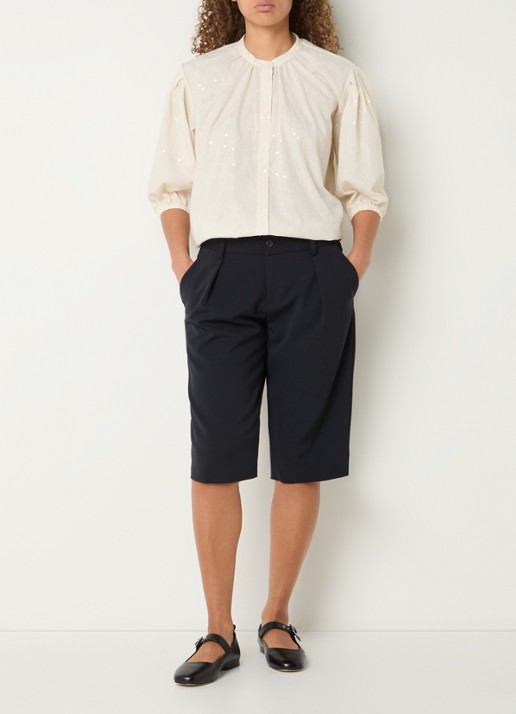 BRAX Viv blouse met borduring en pailletten - voorkant 2 vanillegeel
