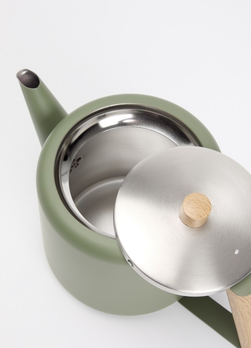 Bredemeijer Boston theepot 1,1 liter - voorkant 2 olijfgroen