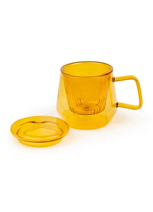 Bredemeijer Tea For One Livorno kopje met theetip en filter 29 cl 3-delig - achterkant 3 oranjebruin