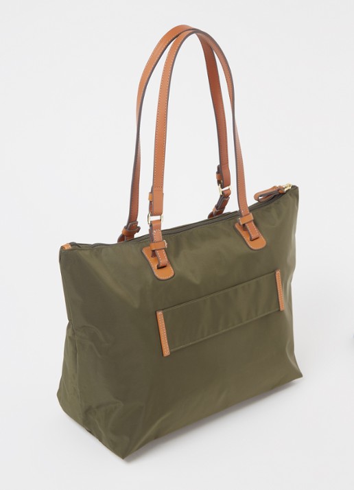 Bric's Sportina L shopper met leren details en uitneembaar etui - achterkant 2 bronsgroen