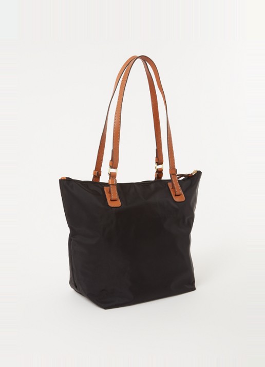Bric's X-Bag schoudertas met leren details en uitneembaar etui - achterkant zwart