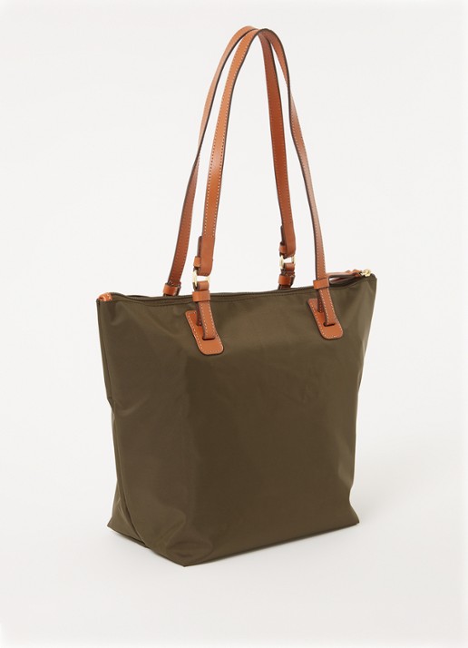 Bric's X-Bag schoudertas met leren details en uitneembaar etui - achterkant groen
