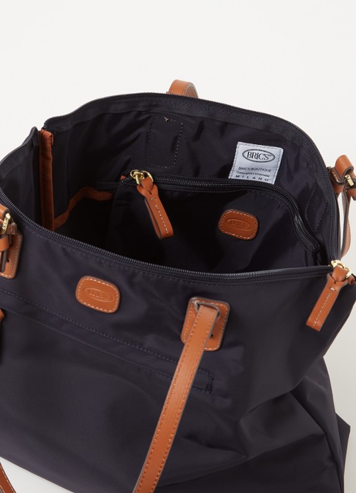 Bric's X-Bag shopper met leren details en uitneembaar etui - detail 3 donkerblauw
