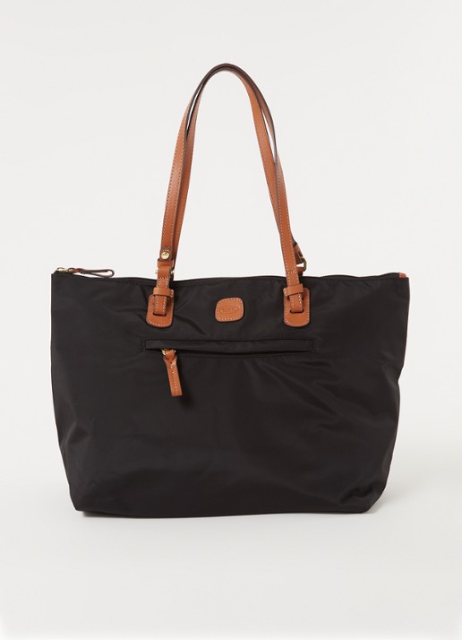 Bric's X-Bag shopper met leren details - voorkant 2 zwart