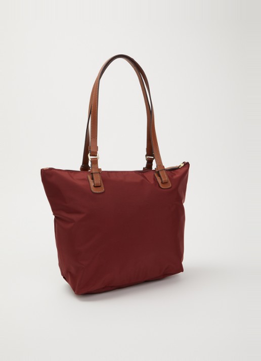Bric's X-collection Urban toilettas met leren details - achterkant bordeauxrood