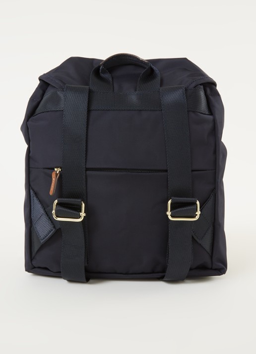 Bric's X-Travel City rugzak met leren details - achterkant donkerblauw