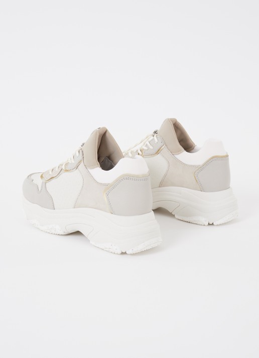 Bronx Baisley sneaker met leren details - detail 3 gebroken wit
