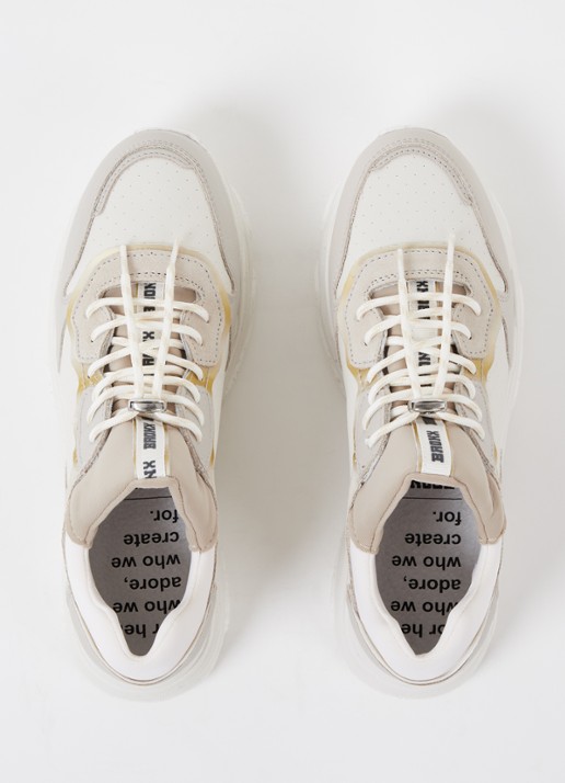 Bronx Baisley sneaker met leren details - detail 4 gebroken wit