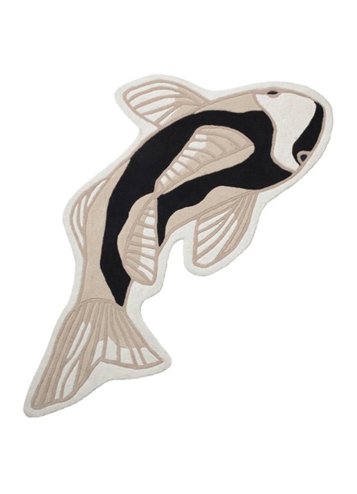 Broste Copenhagen Koi Vis vloerkleed 130 x 97 cm - voorkant zwart