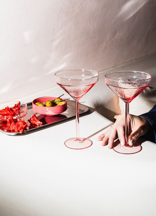 Brût Homeware Claude cocktailglas set van 2 - voorkant 2 roze