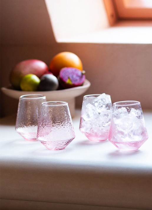 Brût Homeware Claude glas set van 4 - voorkant 2 roze