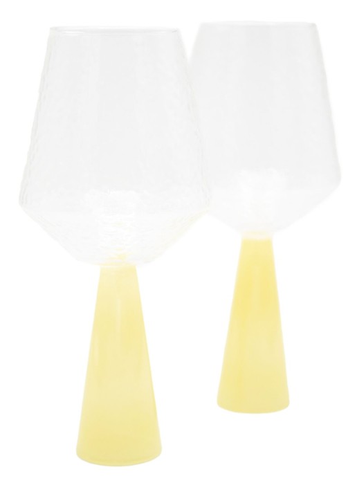 Brût Homeware Wijnglas 40 cl set van 2 - voorkant 2 geel